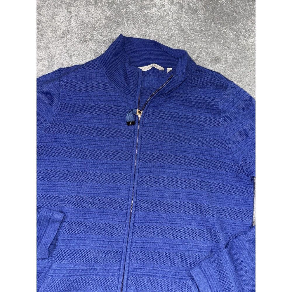 Soft Surroundings Cactus Wrenā Cardigan Zip Sweater Amparo Blue Medium EUC